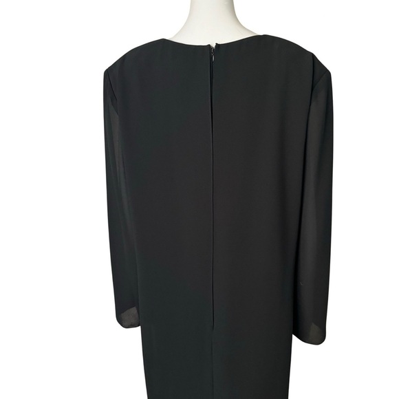 CATTIVA Vintage Crepe Embellished Black Formal Dress Long Sleeve - Picture 10 of 15